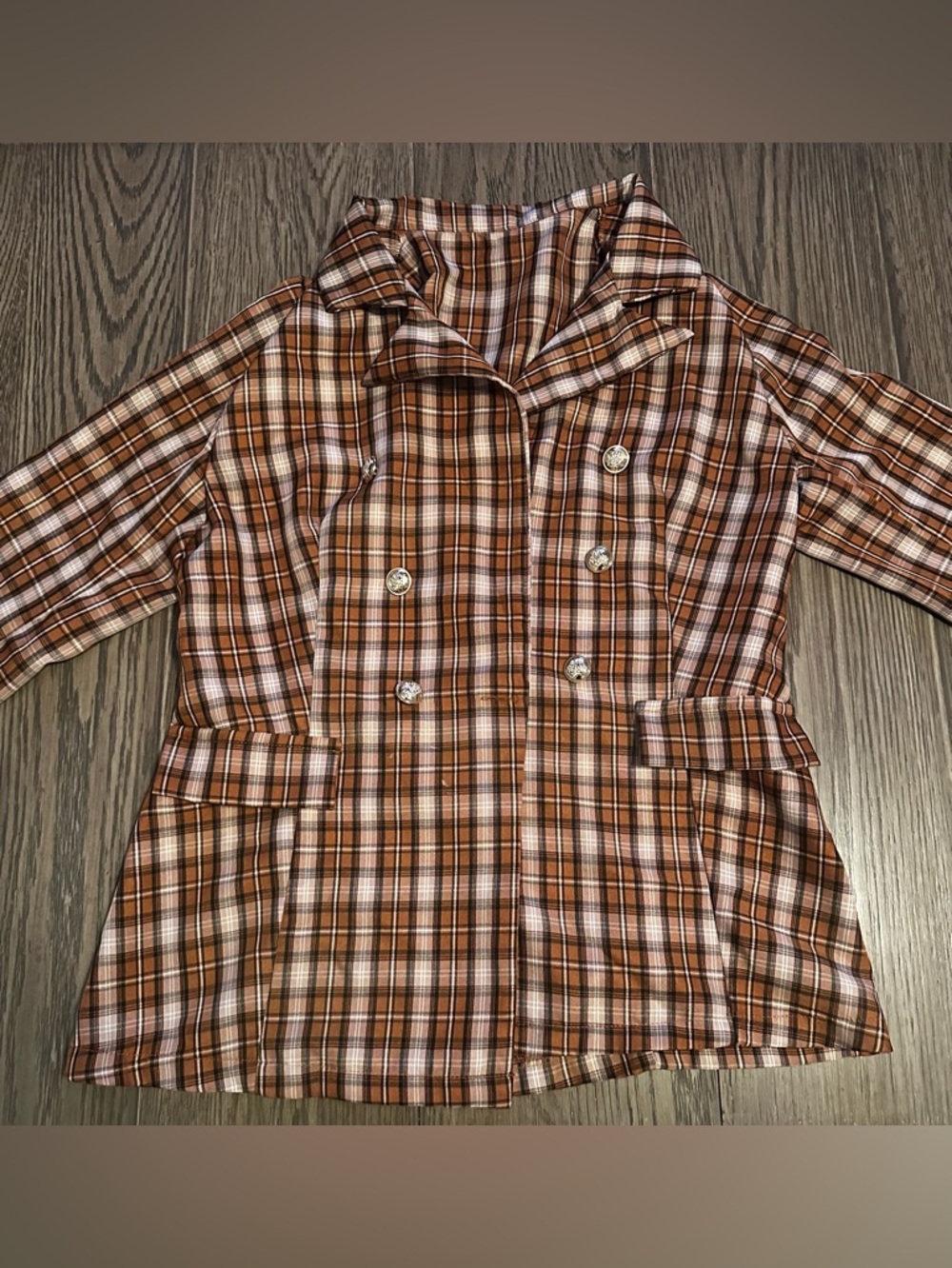 SHEIN Brown Cream Plaid Shirt Jacket